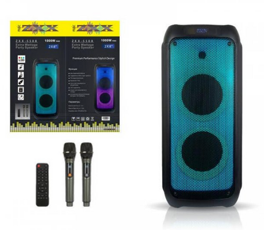 Колонка акумуляторна ZXX-5508/1000W портативна з 2 мікрофонами USB